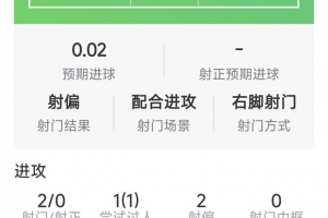 维尼修斯本场数据:2射0正,1次过人,0关键传球,评分6.5分